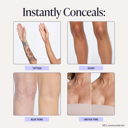 Body Coverage Perfector 3.5oz + X-Large Buffer Brush - Flawless Body Makeup, Concealer for Scars, Spots, Veins, Tattoos and More Blend Cosmetic
